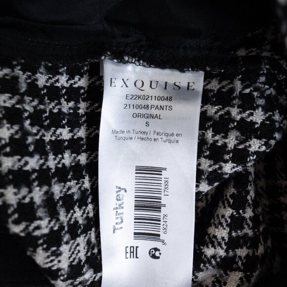 ANTHROPOLOGIE Exquise Wide Leg High Rise Plaid Trousers Pants Black White Small - Picture 12 of 14